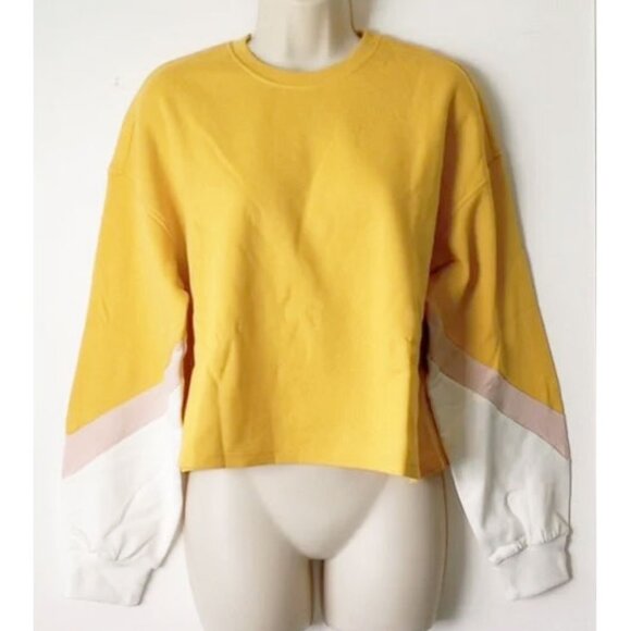 H&M Tops - NWOT Divided H&M Cropped Colorblock Sweatshirt S Yellow Beige White